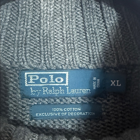 Ralph Lauren Charcoal Zip-Up Sweater 100% Cotton Size XL - Picture 7 of 7